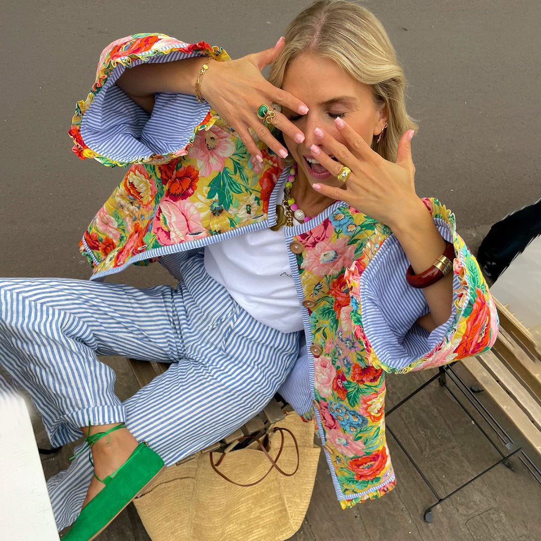 Women's Lightweight Floral Print Layering Jacket