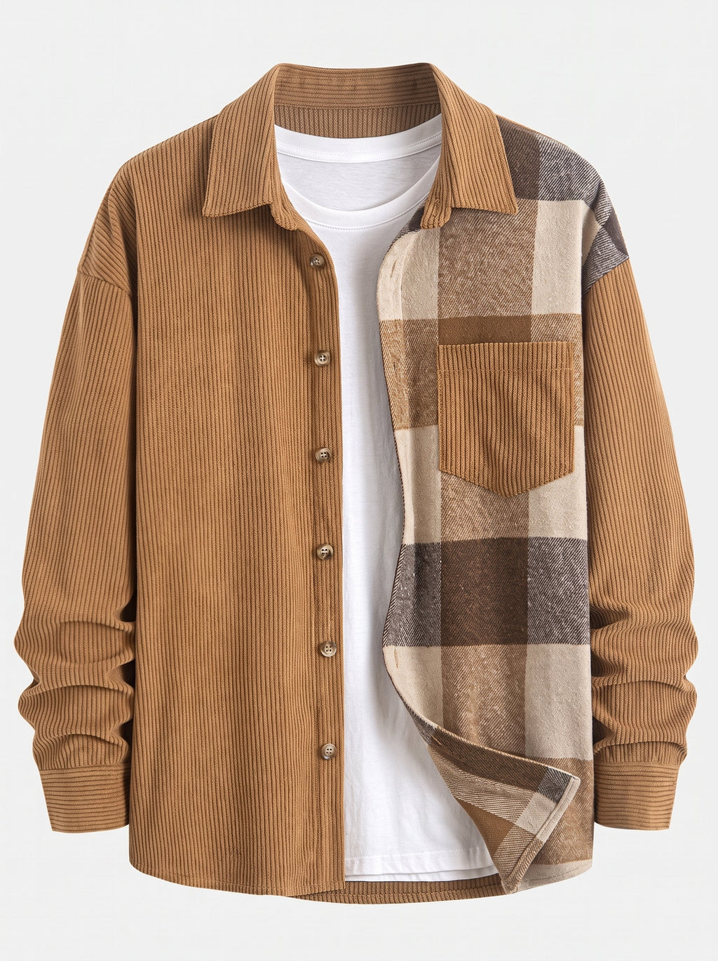 Men's Corduroy Shirt and Cargo Jogger Two-Piece Set