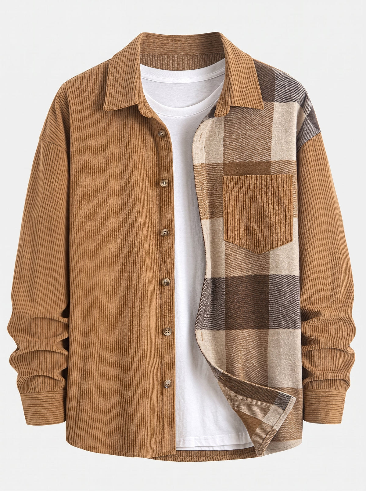Men's Corduroy Shirt and Cargo Jogger Two-Piece Set