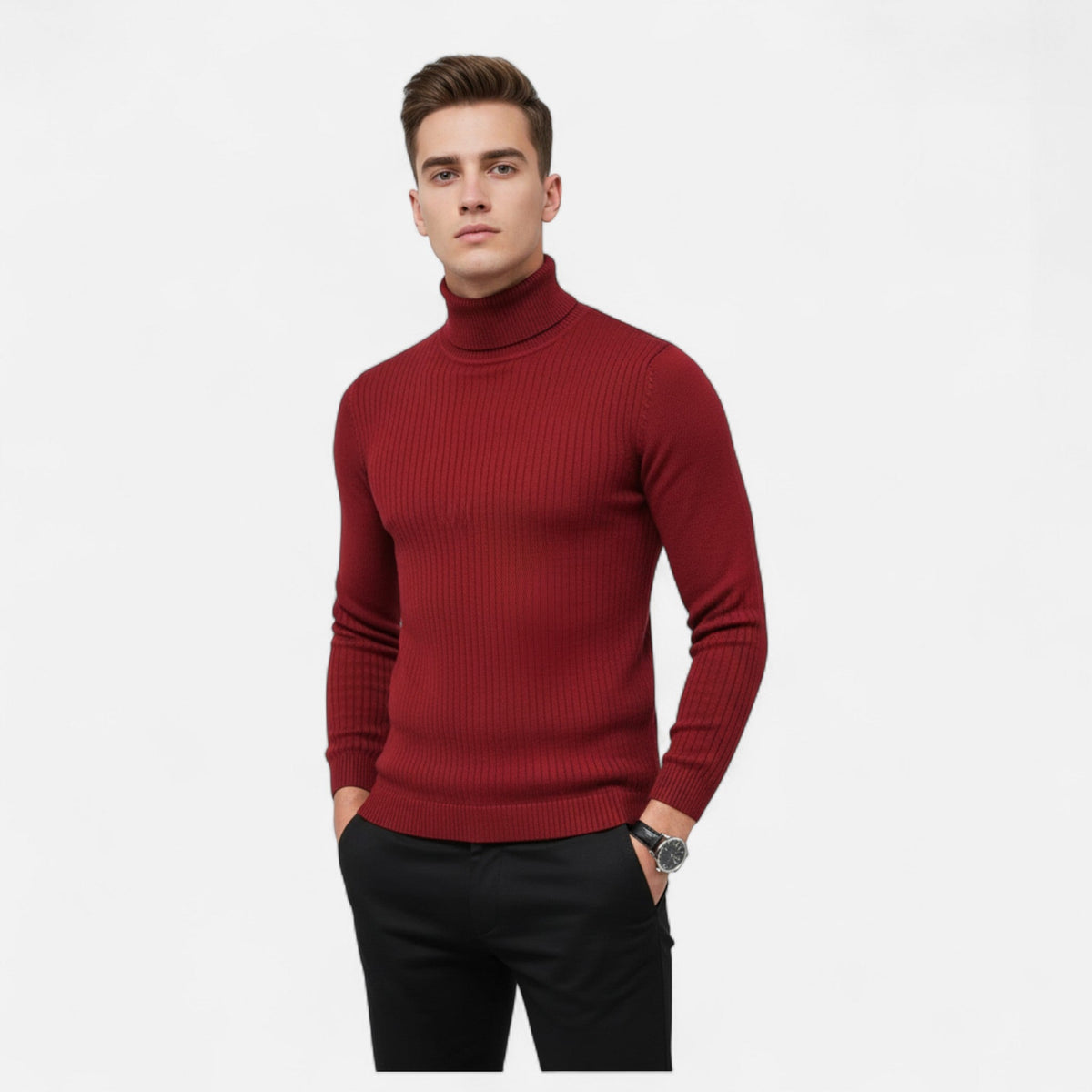 Men's Wool Blend Lapel Neck Pullover Sweater