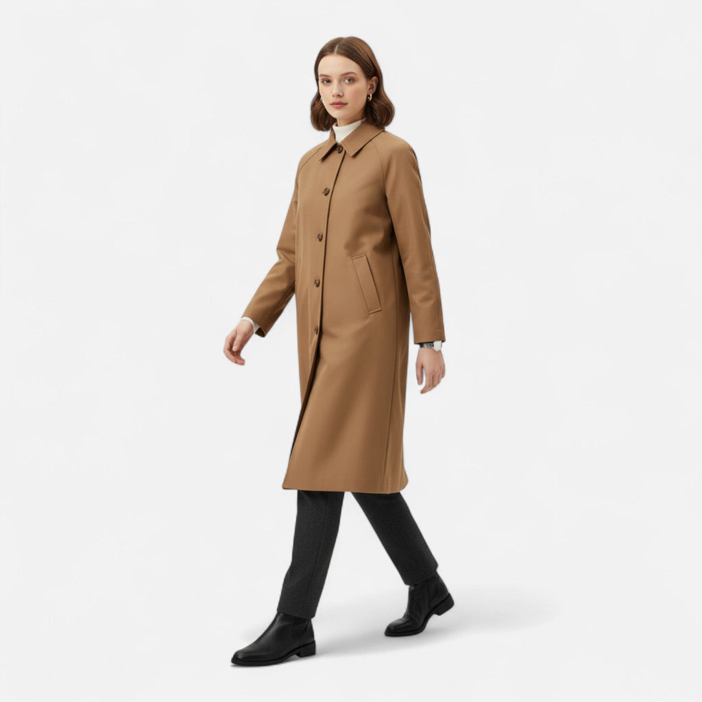 Women's Long Single-Breasted Retro Trench Coat
