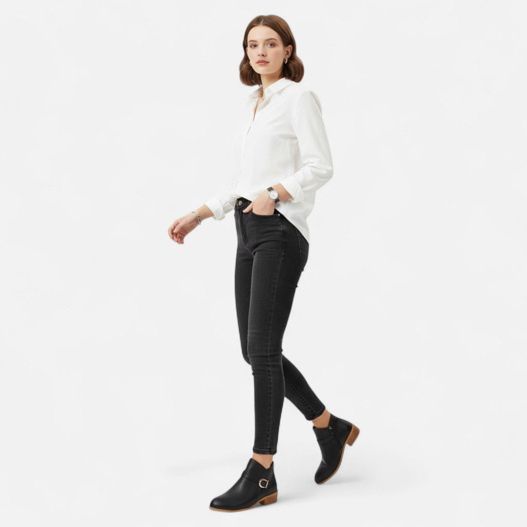 Women's Pointed-Toe Ankle Boots with Buckle Detail