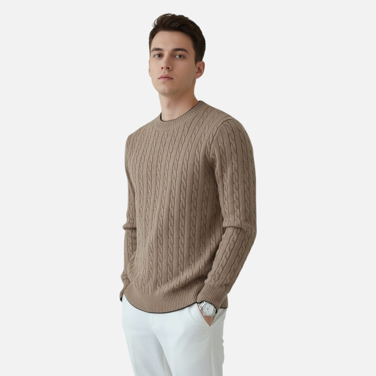 Men's Ribbed Knit Crew Sweater - Navy