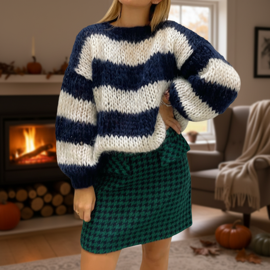 Women's Striped Chunky Knit Sweater