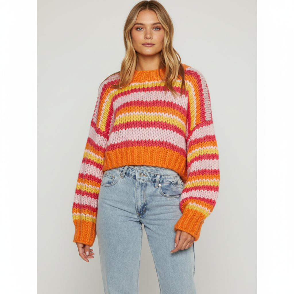 Women's Striped Chunky Knit Sweater