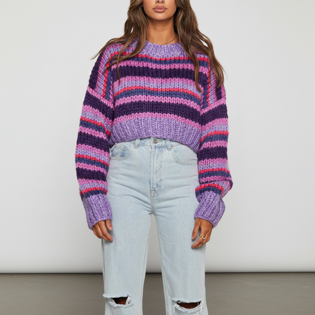 Women's Striped Chunky Knit Sweater