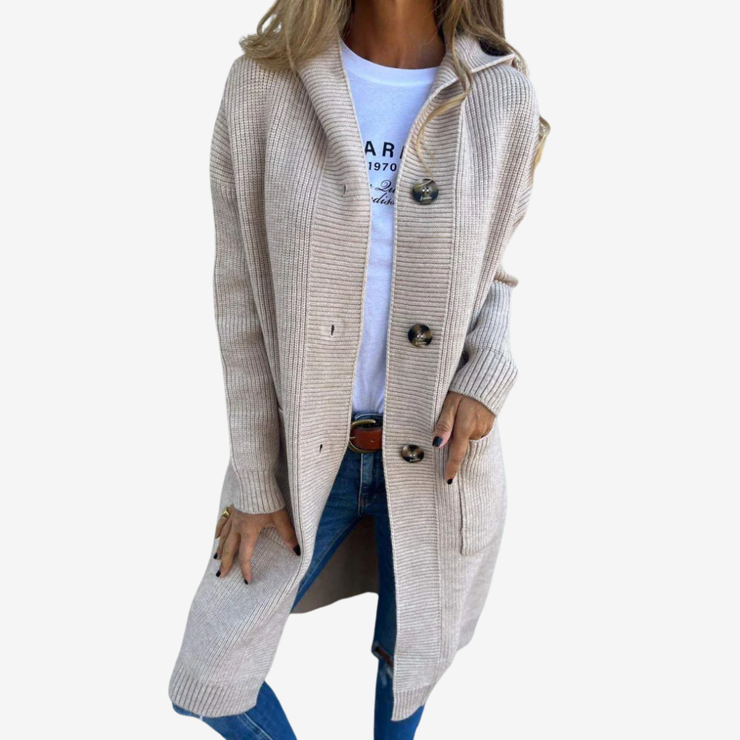 Women's Longline Hooded Cardigan with Patch Pockets