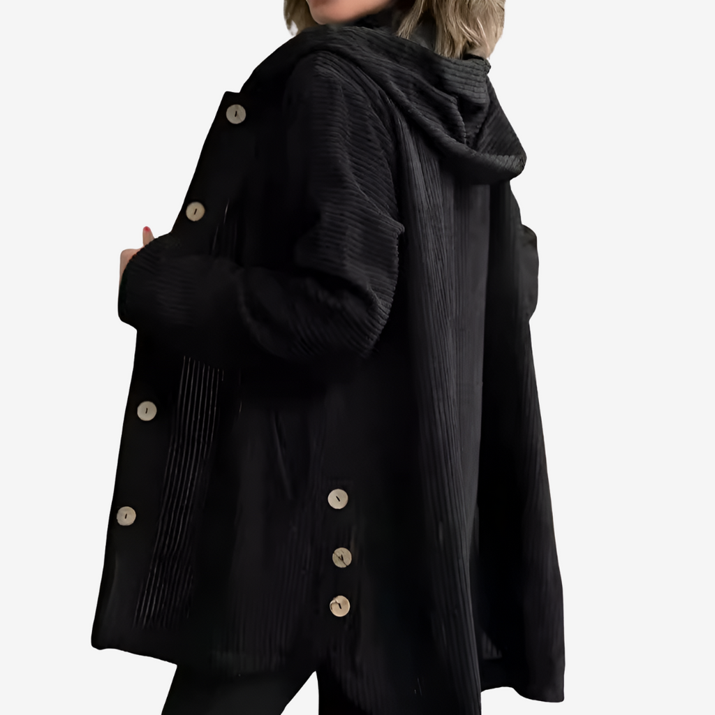 Women's Longline Hooded Ribbed Button-Front Cardigan