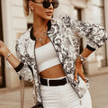 Women's Printed Bomber Jacket - Black/White
