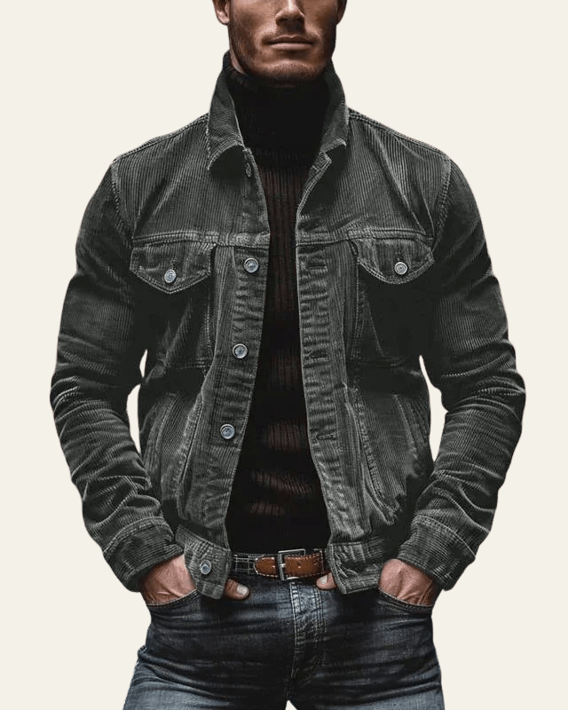 Men's Corduroy Button-Front Trucker Jacket