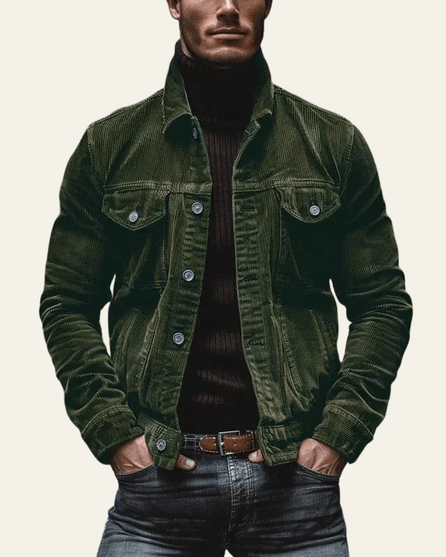 Men's Corduroy Button-Front Trucker Jacket
