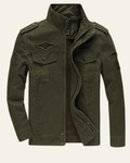 Men's Utility Field Jacket with Stand Collar - Olive Green