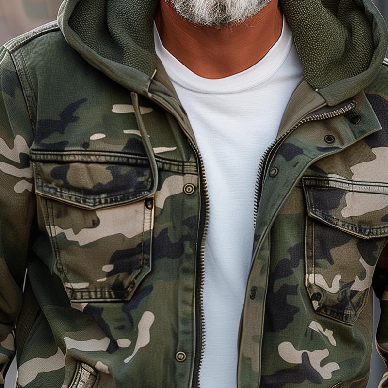 Men's Relaxed Cargo Jacket with Detachable Hood