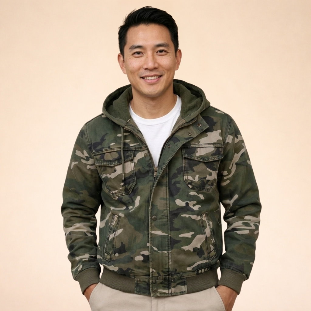 Men's Relaxed Cargo Jacket with Detachable Hood