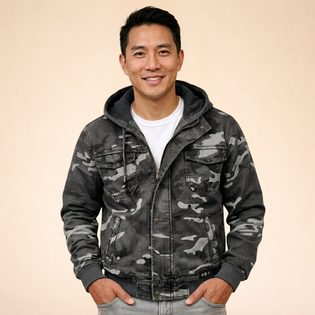 Men's Relaxed Cargo Jacket with Detachable Hood
