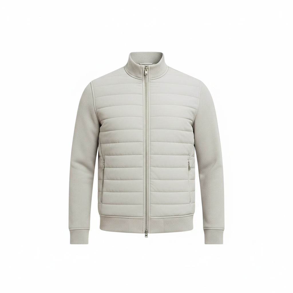 Men's Hybrid Quilted Windproof Jacket - Light Gray