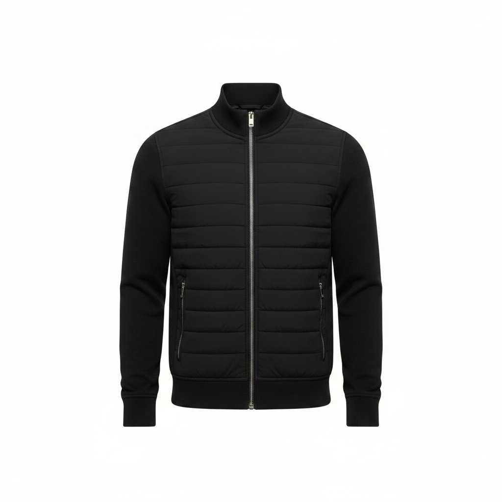 Men's Hybrid Quilted Windproof Jacket - Black