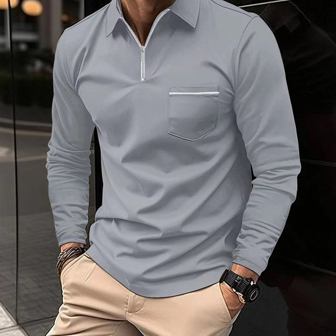 Men's Long Sleeve Cotton Blend Polo Shirt