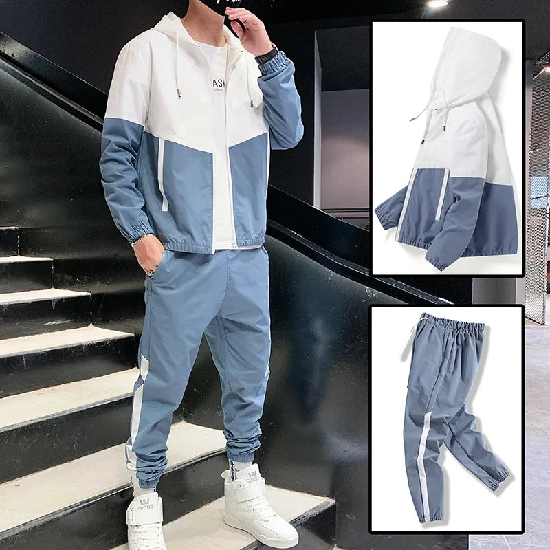 Men's Two-Piece Hooded Jacket and Jogger Tracksuit