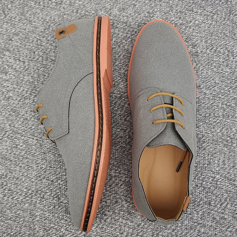 Men's Suede-Look Lace-Up Derby Shoes - Gray