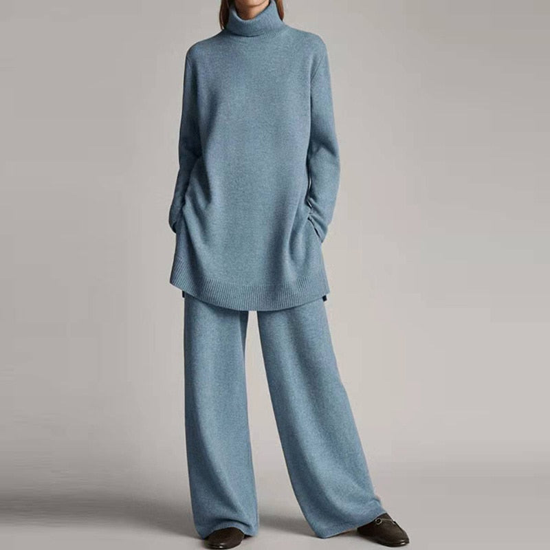 Women's Turtleneck Wide-Leg Lounge Set
