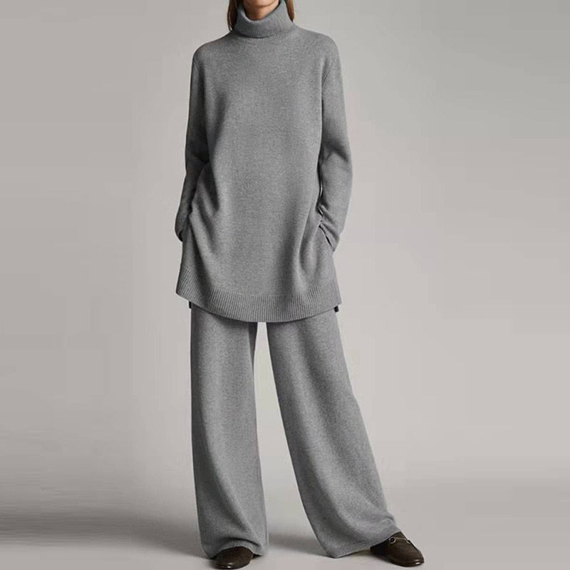 Women's Turtleneck Wide-Leg Lounge Set