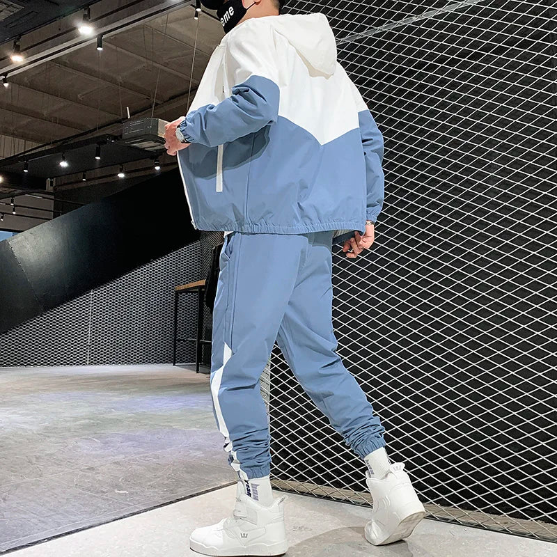 Men's Two-Piece Hooded Jacket and Jogger Tracksuit