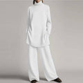 Women's Turtleneck Wide-Leg Lounge Set - White
