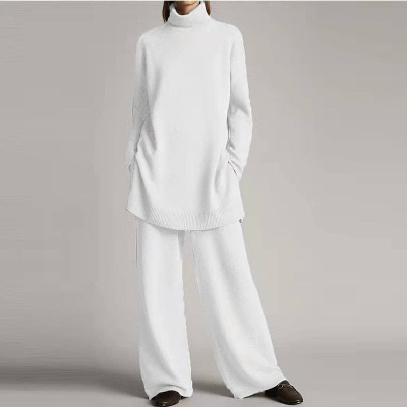 Women's Turtleneck Wide-Leg Lounge Set