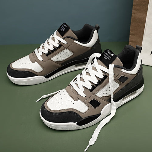 Men's Air-Cushion Chunky Trainers - White Brown