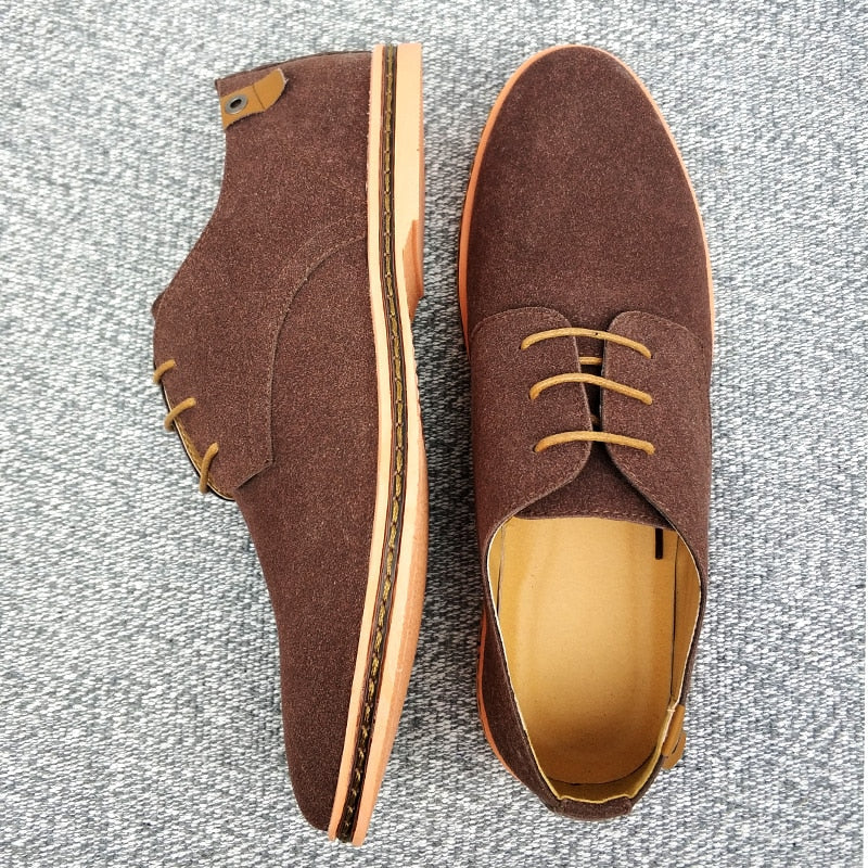 Men's Suede-Look Lace-Up Derby Shoes - Brown