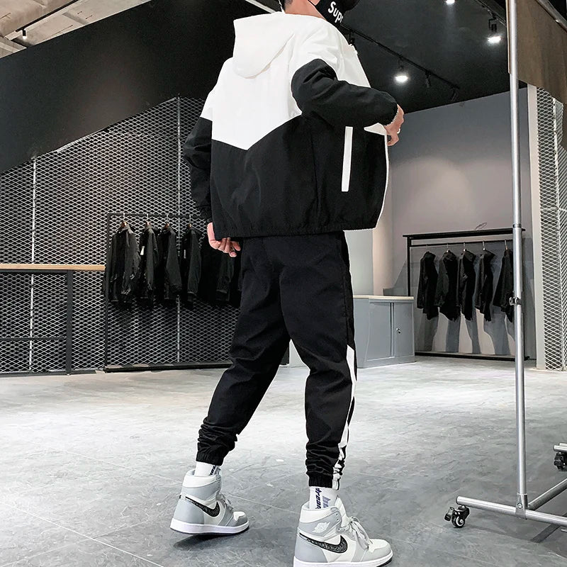 Men's Two-Piece Hooded Jacket and Jogger Tracksuit