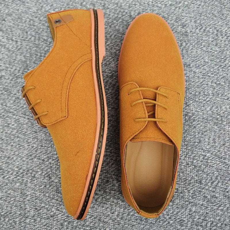 Men's Suede-Look Lace-Up Derby Shoes - Light Brown