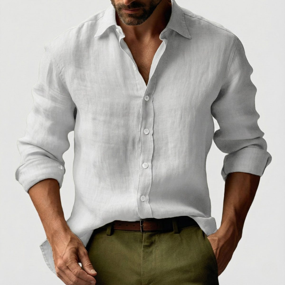Men's Vintage Long Sleeve Shirt - White