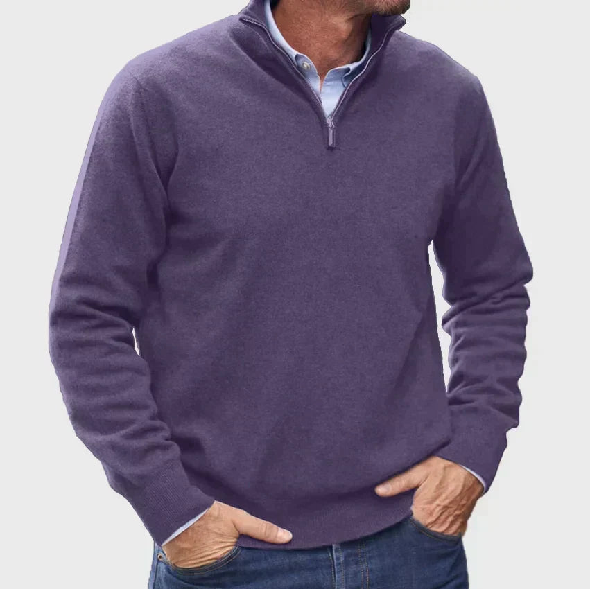 Men's Quarter-Zip Sweater - Purple