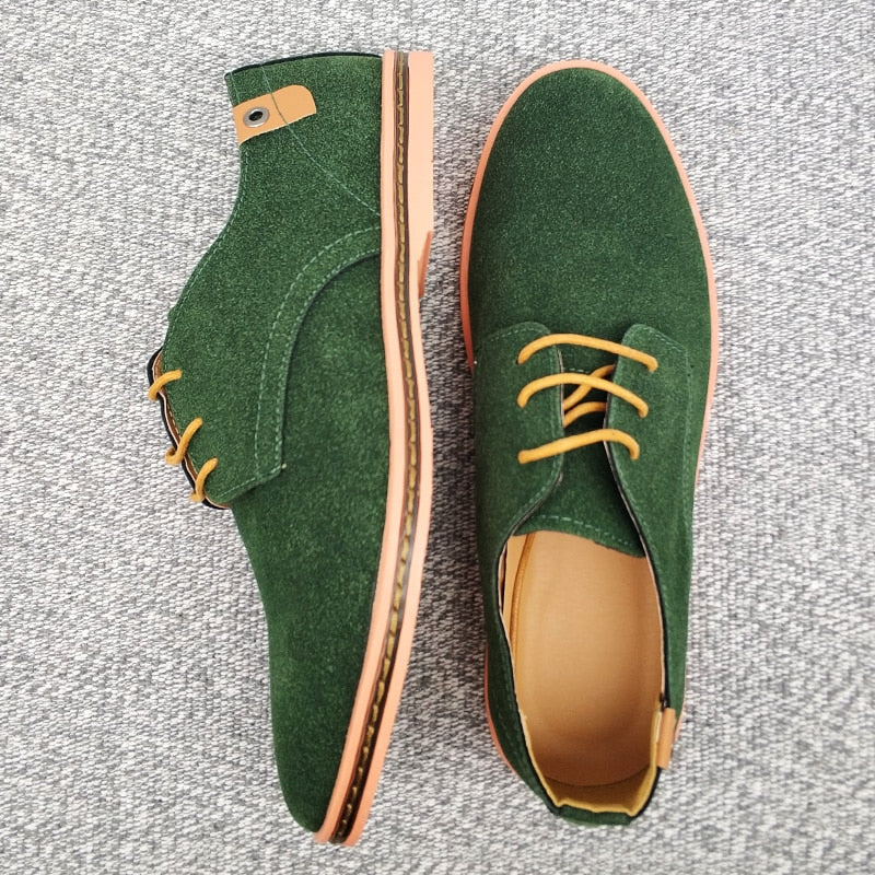 Men's Suede-Look Lace-Up Derby Shoes - Dark Green