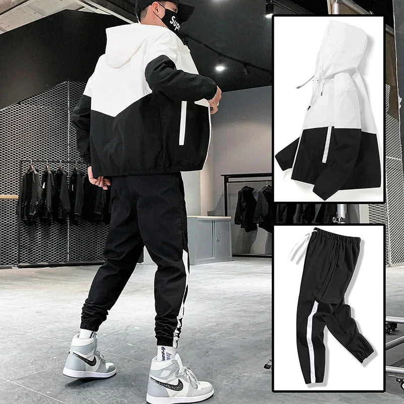 Men's Two-Piece Hooded Jacket and Jogger Tracksuit