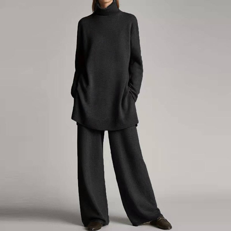 Women's Turtleneck Wide-Leg Lounge Set
