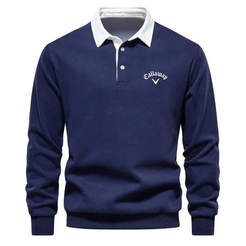 Men's Cotton Blend Contrast Collar Polo Sweater