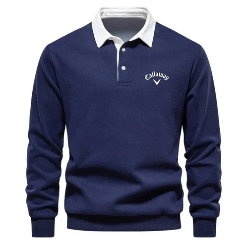 Men's Cotton Blend Contrast Collar Polo Sweater