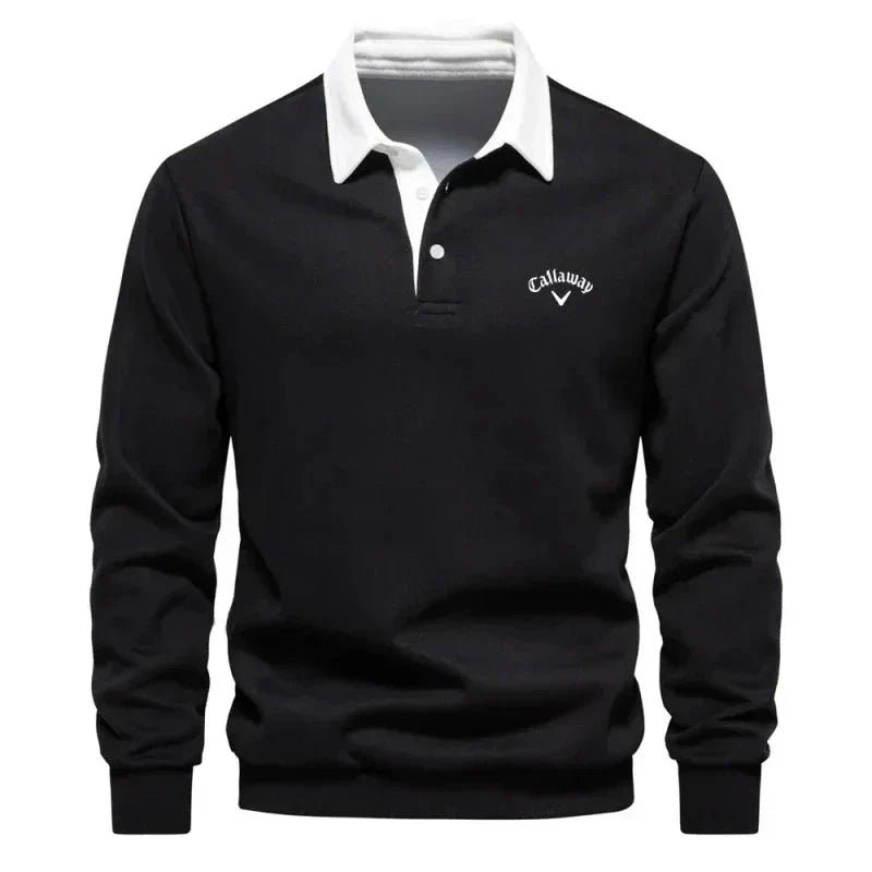 Men's Cotton Blend Contrast Collar Polo Sweater