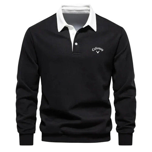 Men's Cotton Blend Contrast Collar Polo Sweater