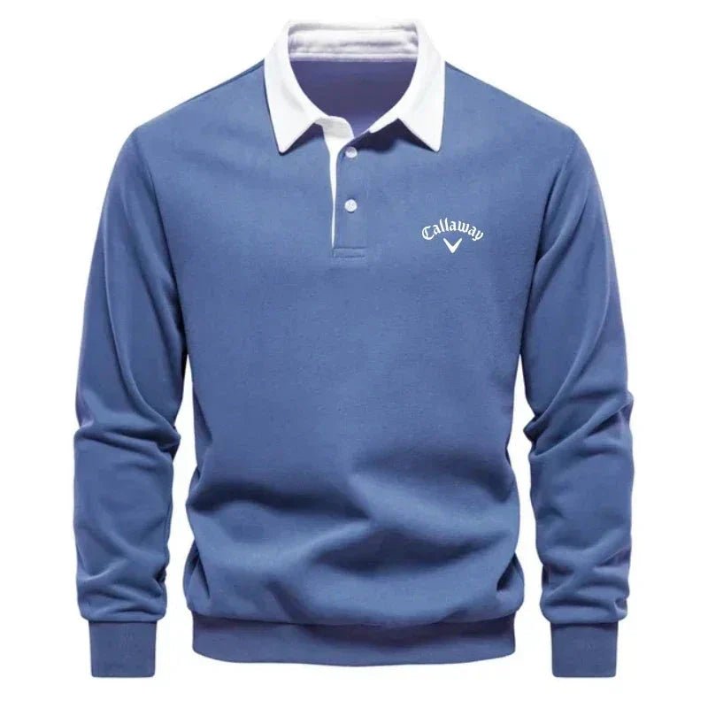 Men's Cotton Blend Contrast Collar Polo Sweater