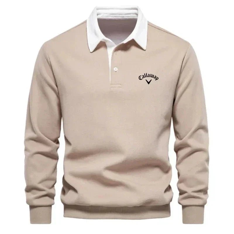 Men's Cotton Blend Contrast Collar Polo Sweater