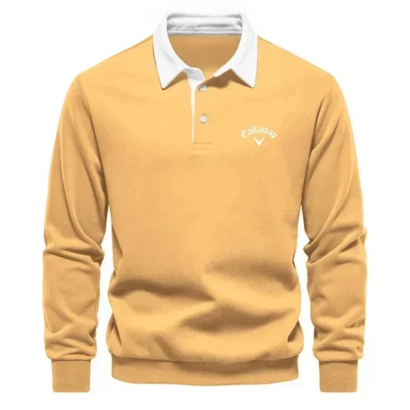 Men's Cotton Blend Contrast Collar Polo Sweater