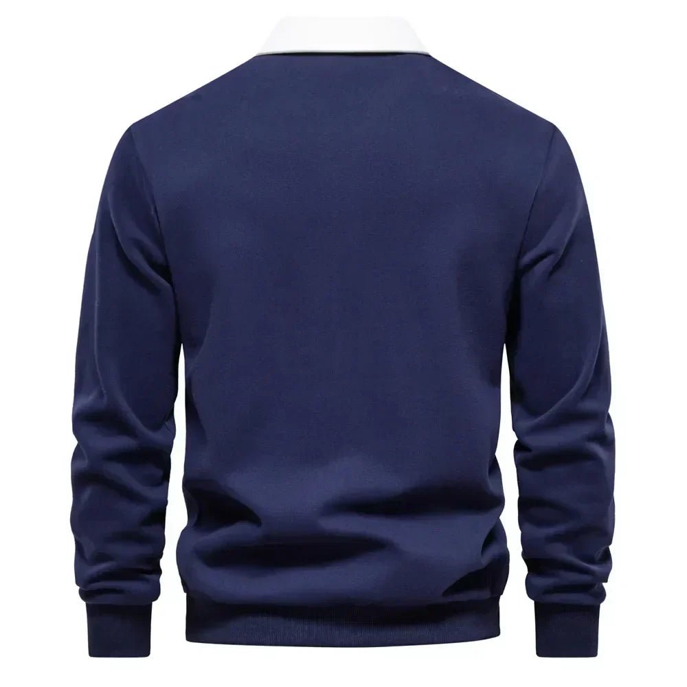 Men's Cotton Blend Contrast Collar Polo Sweater