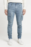 Men's Tapered Cargo Pocket Jeans - Light Blue