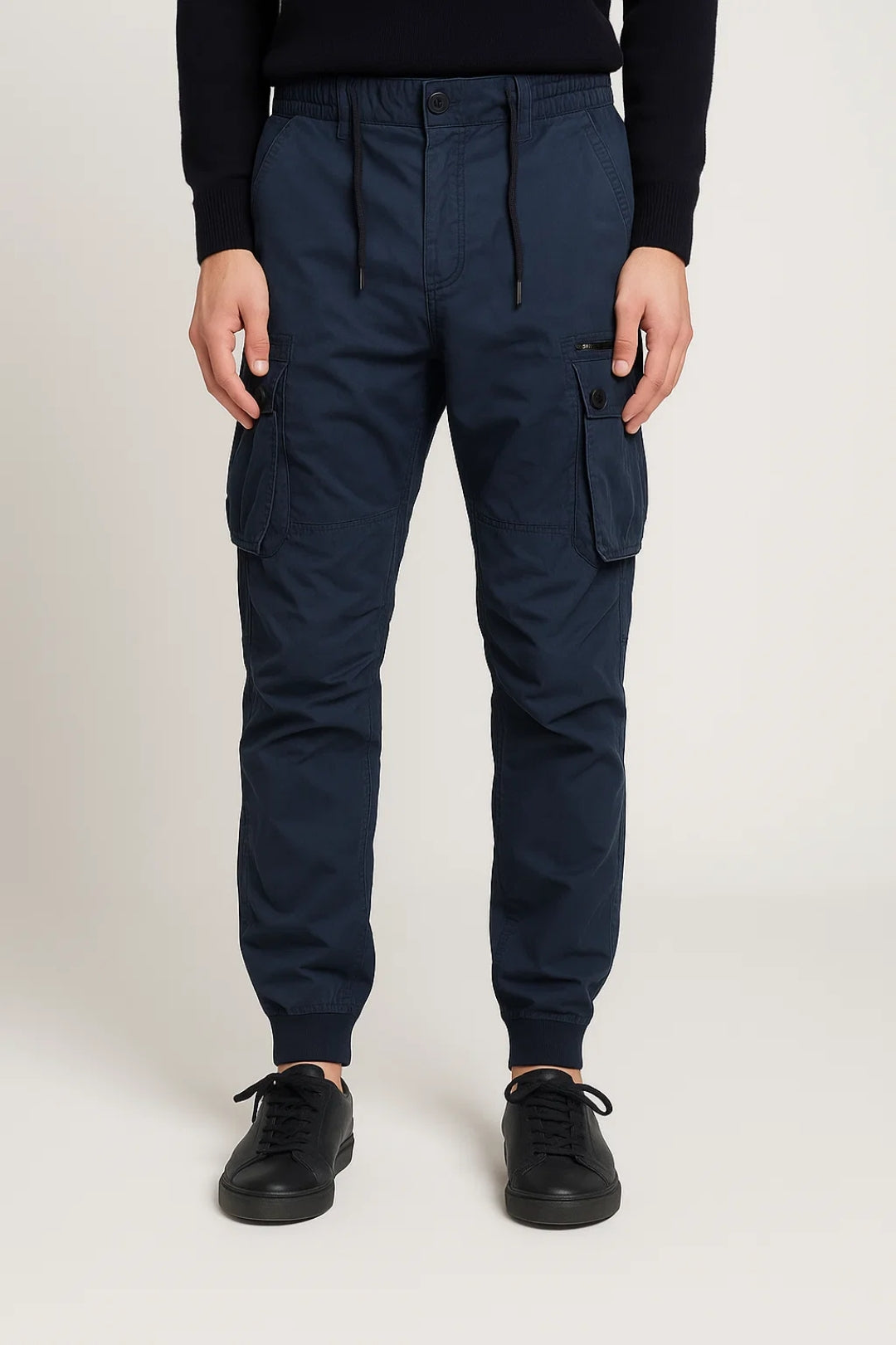 Men's Everyday Cargo Pants with Button Front - Dark Blue