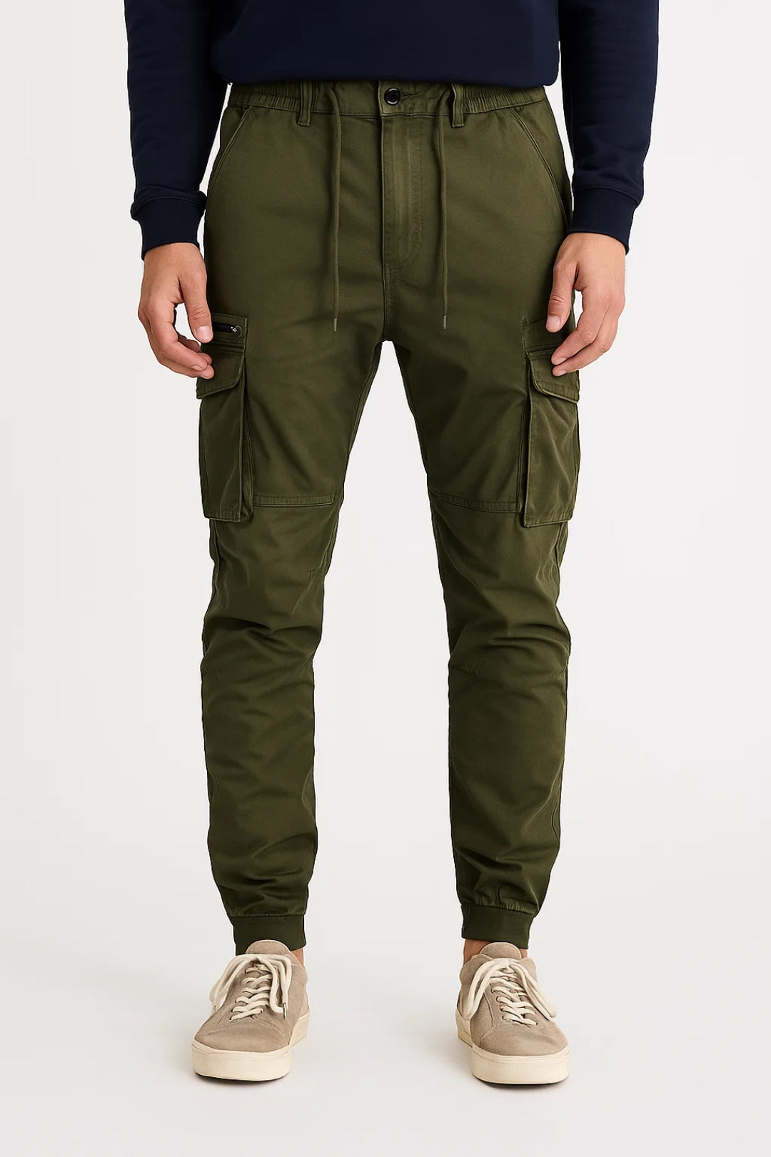Men's Everyday Cargo Pants with Button Front - Olive Green