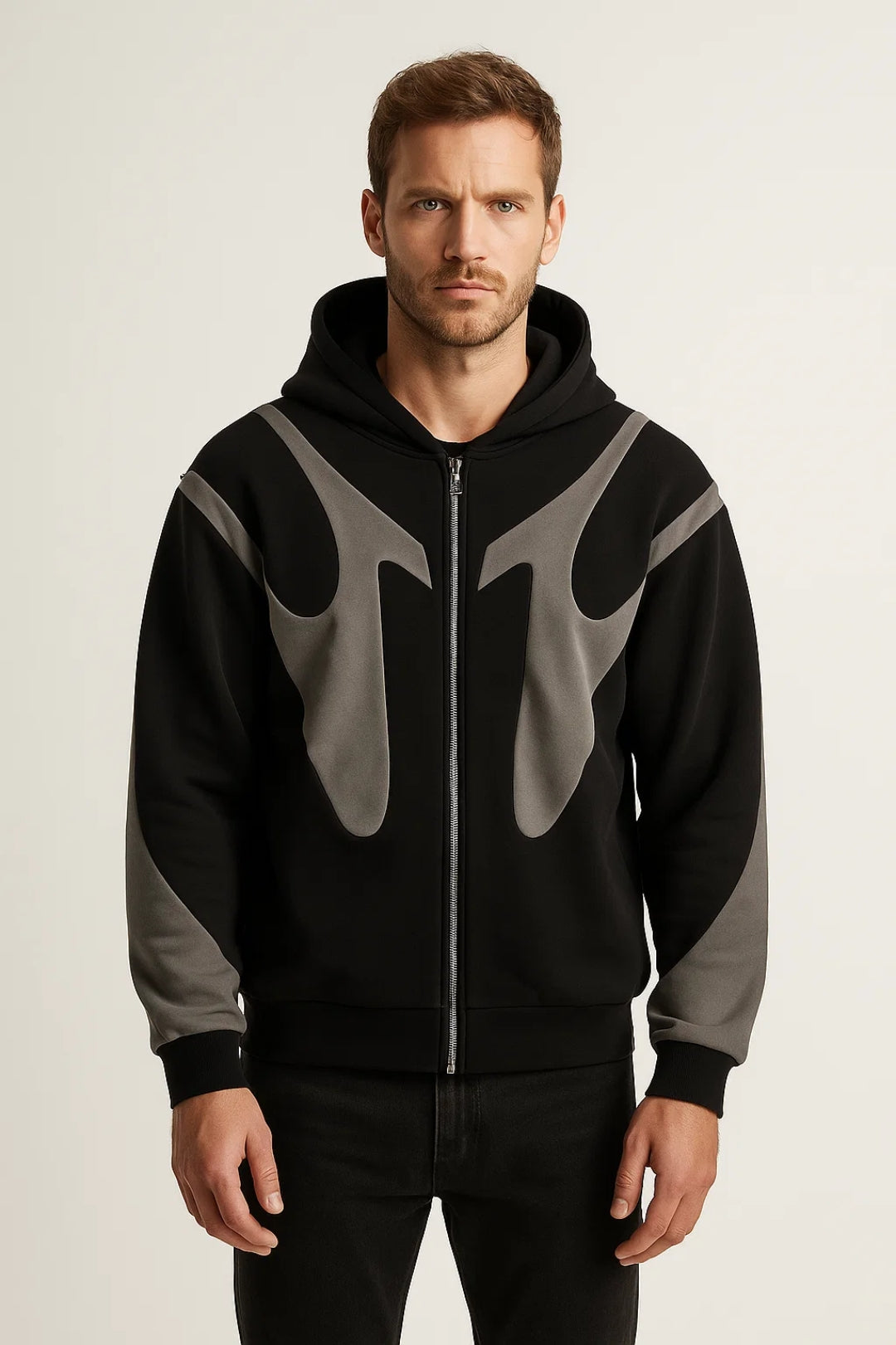 Men's Minimalist Zip-Up Hooded Jacket